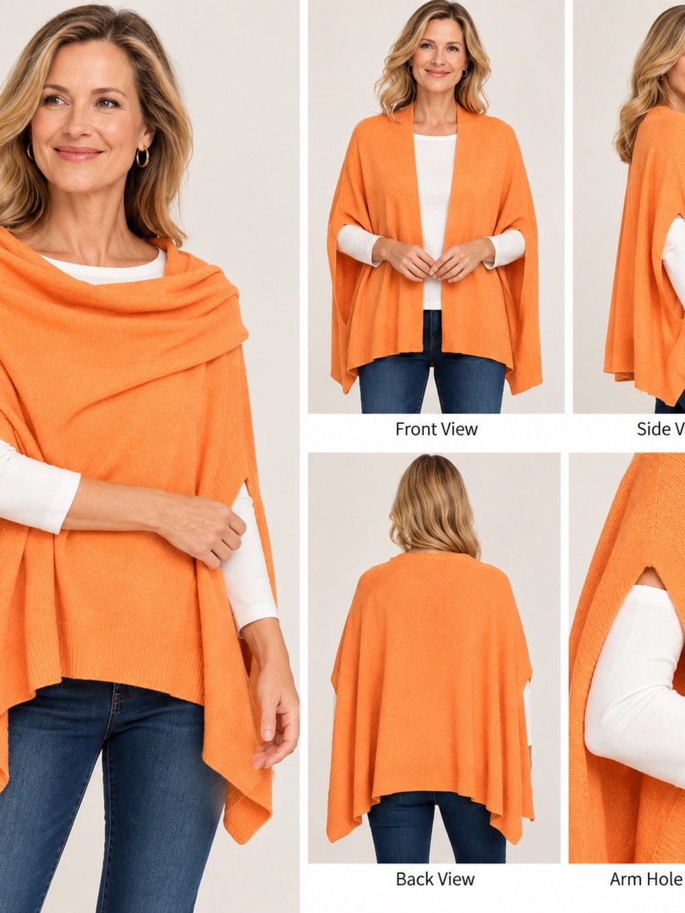 Talbots Orange Knit Wrap With Armholes Size Small